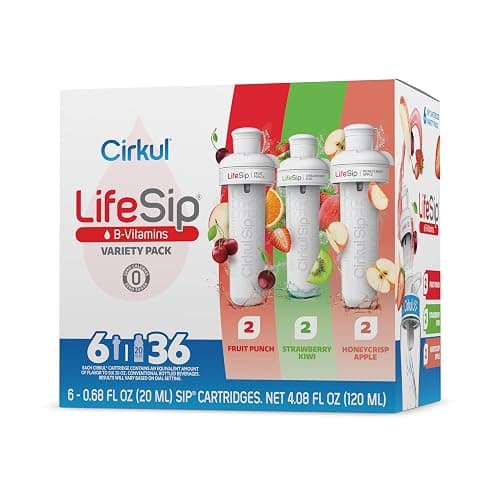Cirkul LifeSip B-Vitamins Flavor Water Variety Pack, Makes 36 Drinks, No Sugar, Zero Calorie Drink Mix, (2 Fruit Punch, 2 Strawberry Kiwi, 2 Honeycrisp Apple) - Image 1