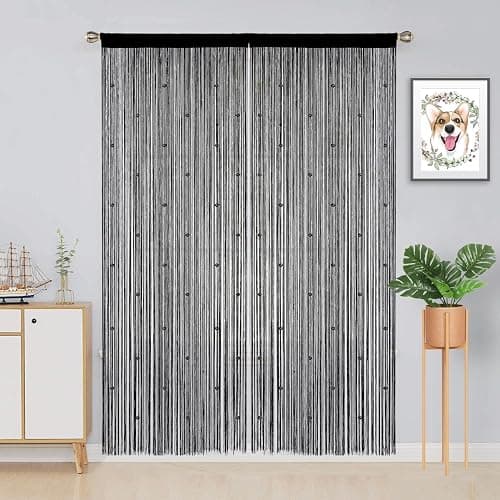 YIIBAII Beaded Curtain Beaded Curtains for Doorways Crystals Suitable for Interior Hanging Decoration and Partitions Closet Curtains (39"x79", Black) thumbnail 3