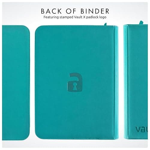 Vault X 9 Pocket Trading Card Zip Binder, 360 Cards, Premium Exo-Tec Album Material, 20 Side-Loading Pages, Folder for Collectible Games, Sports, TCG (Teal) thumbnail 8