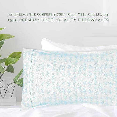 Elegant Comfort Ultra Soft Set of 2 Sea Waves Print Pillowcases - 1500 Premium Hotel Quality Microfiber, Soft and Smooth Envelope Closure 2-Piece Pillow Covers - King, Wave Aqua thumbnail 4