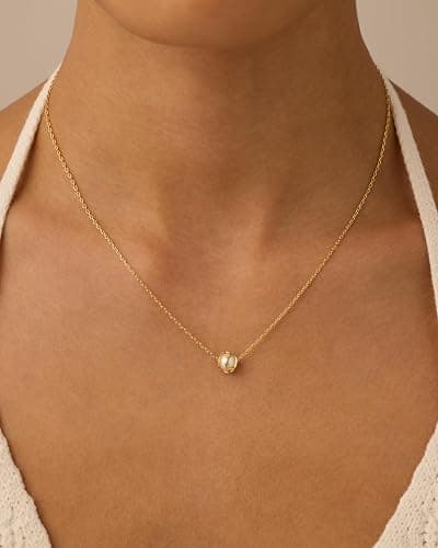 PAVOI 14K Gold Plated Round Shell Pearl Jewelry Set for Women - Gold Pearl Necklace and Earring Set with Pendant Necklace and Caged Stud Earrings Pack thumbnail 3