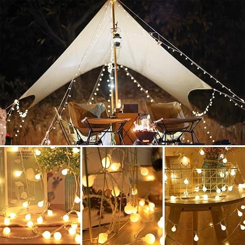 WERTIOO 33ft 100 LEDs Battery Operated String Lights Globe Fairy Lights with Remote Control for Outdoor/Indoor, Tent, Camping, Bedroom,Garden,Christmas Tree[8 Modes,Timer ] (Warm White) thumbnail 7
