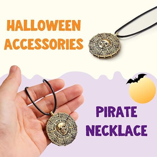 Spooktacular Creations Halloween Pirate Coin Necklace Pirate Skull Necklace for Men Women Pirates Costume Accessories thumbnail 9