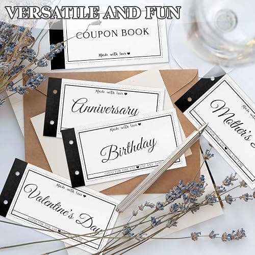 JULEASEL Personalized Coupon Book, 30 Blank Voucher Cards Booklet for All Occasions, Mothers Day Gifts for Mom, Unique Birthday Gifts for Boyfriend Wife Husband Girlfriend Best Friend thumbnail 7