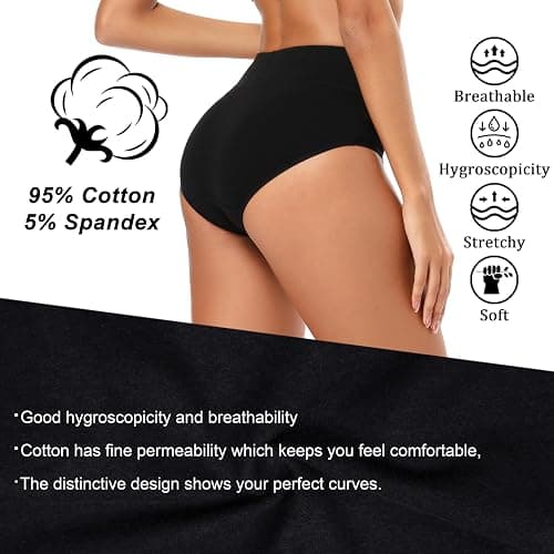 Molasus Women's Cotton Underwear High Waisted Full Coverage Ladies Panties (Regular & Plus Size) thumbnail 2