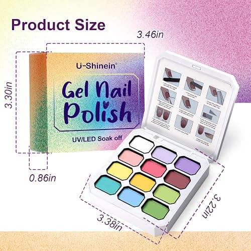 U-Shinein Gradient Painting Gel, 12 Bright Colors Ombre Gel Nail Polish with 100Pcs Nail Sponges &Tweezer for Pigment Pat Nails Aura Nails French Manicure Soak Off UV Set Solar Flare Palette​ thumbnail 8