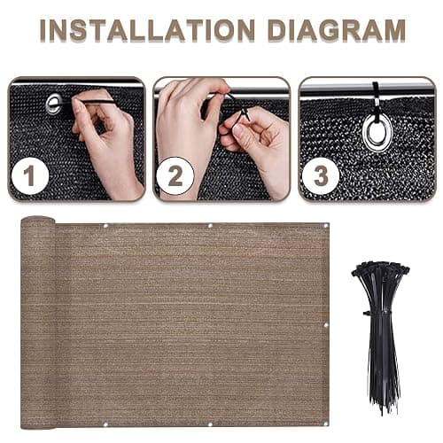 LOVE STORY Balcony Privacy Screen, 3'x10' Brown Deck Shield Screen Fence Cover (HDPE),UV Protection and Weather-Resistant,3 FT Height for Deck, Patio, Backyard, Outdoor Pool, Porch, Railing thumbnail 2