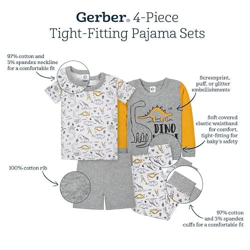 Gerber Baby Boys' 4-Piece Pajama Set-Closeout thumbnail 8