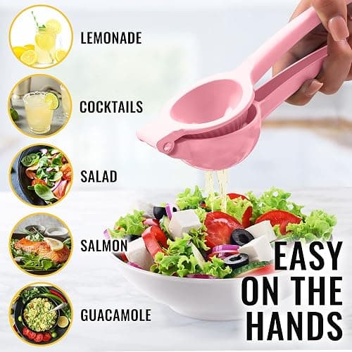Zulay Premium Quality Metal Lemon Squeezer, Citrus Juicer, Manual Press for Extracting the Most Juice Possible - Pink thumbnail 5