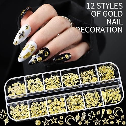 Teenitor Nail Charms Nail Gems with 15 Sheets Gold Nail Stickers, 6 Boxes of Rhinestones for Nails Art Tools, 3D Nail Decals Pearls for Nails thumbnail 7