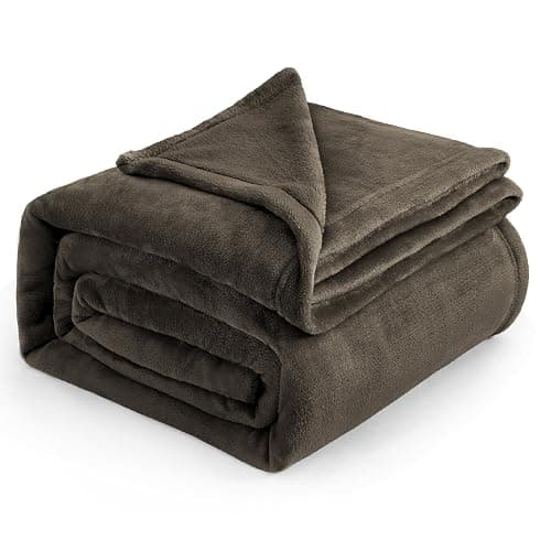 Bedsure GentleSoft Fleece Blankets Queen Size Brown - Bed Blanket Soft Lightweight Plush Fuzzy Cozy Luxury Microfiber, 90x90 inches - Image 1