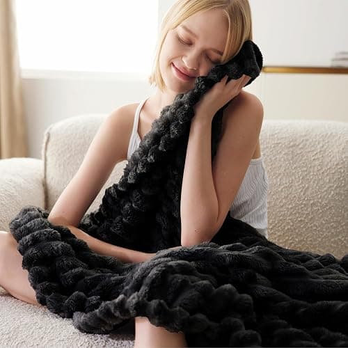 Bedsure GentleSoft Black Fleece Blanket for Couch - Cozy Soft Blankets for Women, Cute Small Throws for Girls, 50x70 Inches thumbnail 4