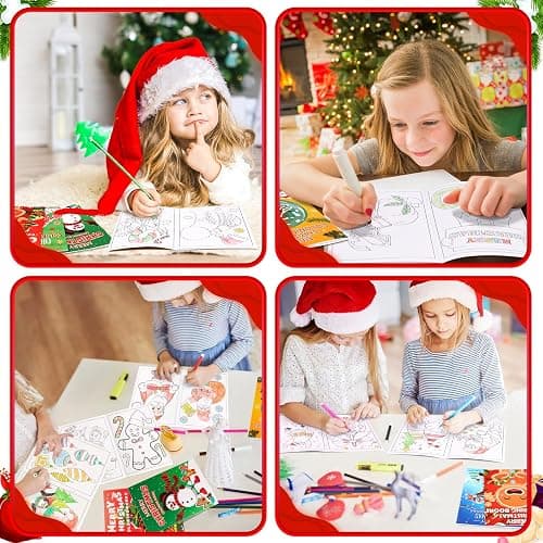 90shine 54Pcs Christmas Coloring Books for Kids: Xmas Goodie Bags Stuffers Stockings Gifts Party Favors Fun Holiday Supplies thumbnail 4