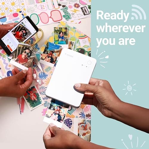 Canon SELPHY QX20 Wireless Compact Photo Printer, Dye‑Sublimation Color Printing, Prints 2.1x3.4/2.7x2.7 Card & Square Sizes, Built‑in Battery & Wi‑Fi, Portable Travel & Selfie Printer, White thumbnail 2