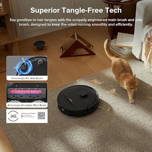 roborock Qrevo Series Robot Vacuum and Mop, 8000Pa Suction, Upgraded from Qrevo S, Anti-Tangle Brushes, Smart Obstacle Avoidance, Auto Mop Washing, All-in-One Dock, 200RPM Spinning Mops, Black(QV 35A) thumbnail 4
