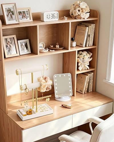 Lolalet 3 Tier Jewelry Stand Holder, Bracelet Necklace Display -Beige | PU Leather Hanging Jewelry Rack with Storage Tray, Ring Watch Bangle Earring Organizer, Gifts Dorm Room Decor for Women Girls thumbnail 6