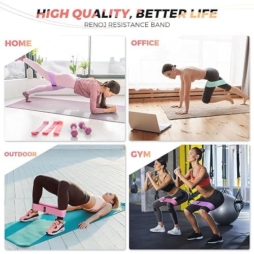 Renoj Resistance Bands, Yoga Starter Sets for Women and Men, 3 Set of Stretch Exercise Workout Bands for Booty Legs, Elastic Pilates Flexbands thumbnail 5