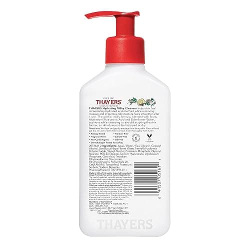 THAYERS Milky Hydrating Face Cleanser with Snow Mushroom, Hyaluronic Acid, Dermatologist Recommended Gentle Facial Wash, Hydrating Skincare for Dry, Sensitive Skin, Paraben Free, 8 FL Oz, Clear thumbnail 7
