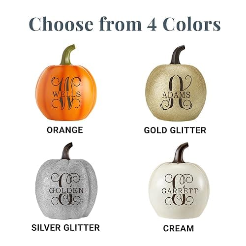 Let's Make Memories Personalized Light Up Halloween Pumpkin Decor Outdoor - Your Name & Initial on a Custom Pumpkin - Jack o Lantern - Fall Decor - Indoor/Outdoor - Large - Orange thumbnail 9