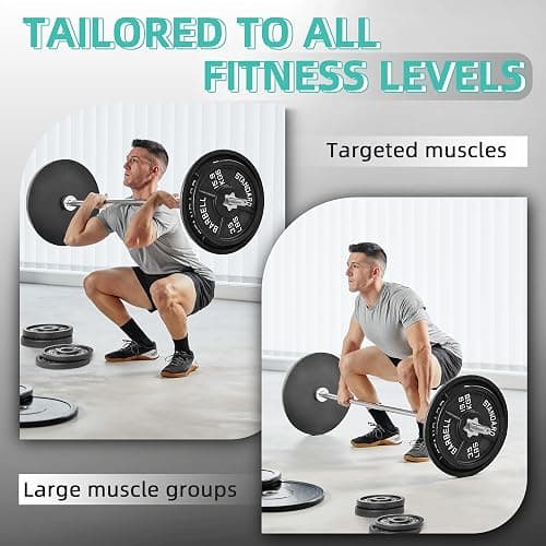 Fitvids Barbell Weight Set, Cast Iron 1" Standard Weight Plates Including 5FT Standard Barbell Bar & Star Locks, 95 Pounds Set (85 Lbs Plates + 10 Lbs Barbell Bar), Multiple Packages thumbnail 5