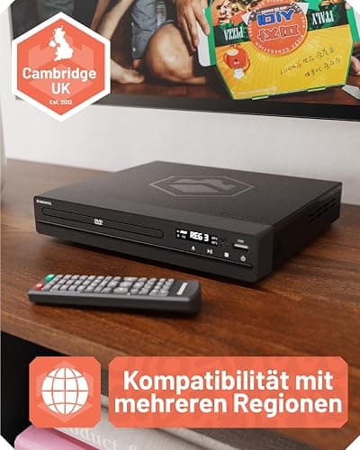 Region Free DVD Player für Fernseher | Mini DVD Player HDMI mit 1080p Upscaling | CD-Player mit USB & MP3 | HDMI Kabel, RCA Kabel & Fernbedienung Inklusive | OAKCASTLE DVD100 thumbnail 2