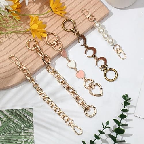 5 Pcs Bag Extender Chain Purse Strap Extender Gold Metal Bag Replacement Chain for Handbag Crossbag ShoulderBag Making Supplies Purse Chains Accessories(Stylish) thumbnail 4