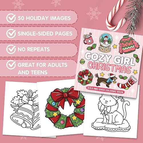 Brightenkidz Cozy Girl Christmas Coloring Book - Cute & Simple Adult Coloring Book with Bold and Easy Designs, Relaxation Hygge Winter Style - Cozy Christmas Holiday Gifts for Teens thumbnail 3