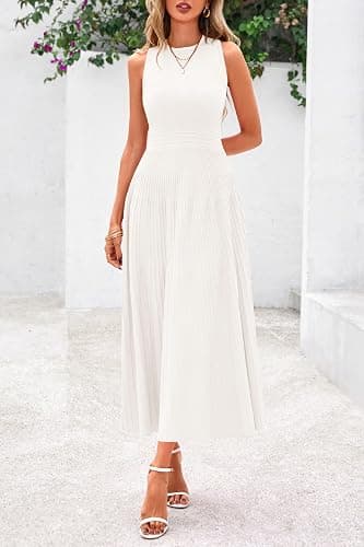 PRETTYGARDEN Spring Casual Dresses for Women 2026 Summer Business Work Midi Sleeveless A Line Pleated Cocktail Dress thumbnail 3