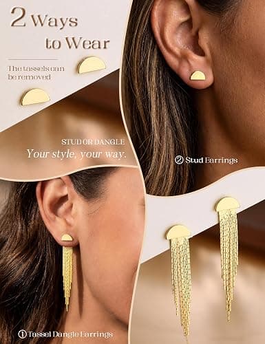 LOLIAS Hypoallergenic Long Tassel Gold Dangle Earrings for Women Trendy | Gold Plated Drop Earrings Surgical Steel S925 Sterling Silver Post Pearl Statement Earrings for Wedding Prom Jewelry thumbnail 4