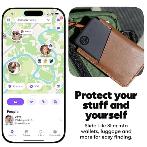 Life360 Tile Slim - Wallet Finder, Bluetooth Tracker and Item Locator for Luggage Tags, Passports and More. Both iOS and Android Compatible. Phone Finder. 2-Pack (Black) thumbnail 3