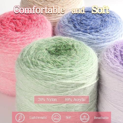 Katech Ombre Yarn for Crocheting-Large Skein of Gradient Yarn Cake-2 Pack of 200g/7.05 oz-80% Acrylic,20% Nylon- #4 Medium-Perfect for Star Blankets, Scarves, Shawls and Garments (C) thumbnail 7