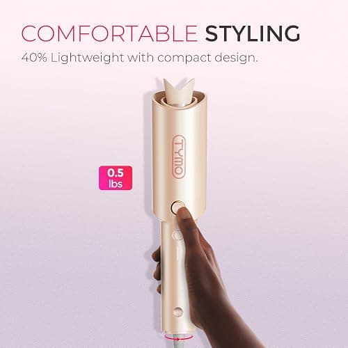 TYMO Automatic Rotating Curling Iron - TYMO CURLPRO Beach Waves Curling Wand, Portable Hair Curler, 500 Million Ionic, Dual Voltage & Lightweight for Travel, Ceramic Coating, 1 Inch, Peach thumbnail 4