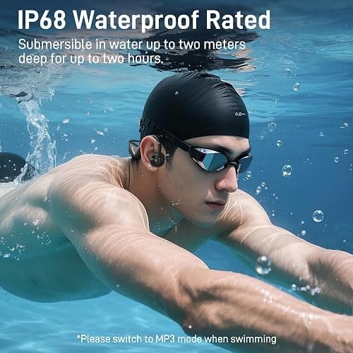 GREYOLK Swimming Headphones,Bone Conduction Headphones Bluetooth 5.4,IP68 Waterproof,32G Memory Sports Headphone,Underwater Headphone with MP3-Player for Swim,Open Earphones for Swimming Running thumbnail 5