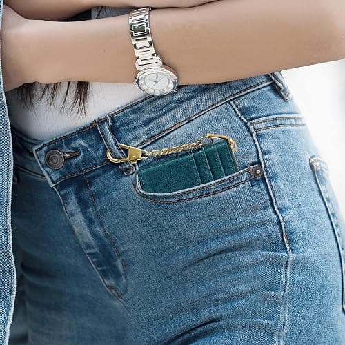 SEAVILIA Card Holder Keychain Wallet for Women with ID Window RFID Coin Purse Bee Gifts Slim Minimalist Small Wallet thumbnail 8