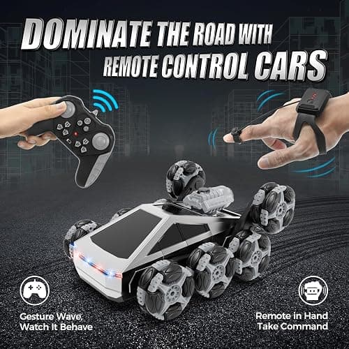 UFOLED 8 Wheel RC Stunt Car with Gesture Control, Spray & LED Lights, Gesture Sensing Remote Control Cars for Boys Age 6 7 8-12 13 14 Year Old, Christmas Birthday Gifts Ideas for Kids thumbnail 6
