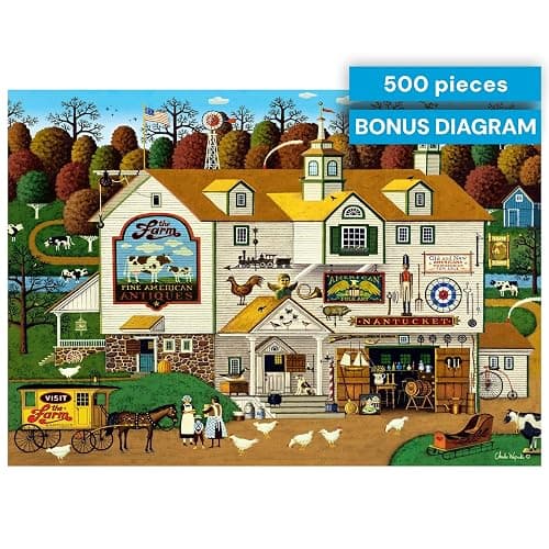 Buffalo Games – Charles Wysocki The Farm 500 Piece Jigsaw Puzzle for Adults -Challenging Puzzle Perfect for Game Nights - Finished Size is 21.25 x 15.00 – Precision-Cut Pieces, Beautiful Artwork thumbnail 6