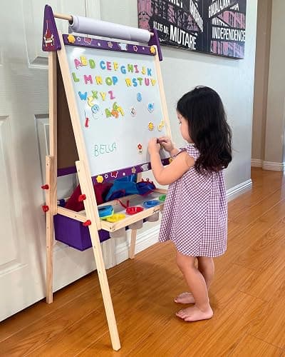 Joyooss Art Easel for Kids Easel for Toddlers,Adjustable Standing Wooden Toddler Easels Kid Whiteboard & Chalk Board Kids Dry Erase Board,Art Easel for Kid Age 2-4 4-8 9-12 Drawing Easels thumbnail 9