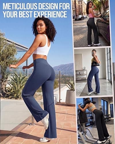 Coume 2 Pack Women Workout Leggings Straight Wide Leg No Front Seam Yoga Gym Pants High Waist Buttery Soft Stretch Leggings thumbnail 2