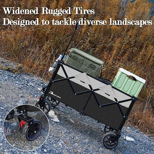 MOON LENCE Collapsible Foldable Wagon Cart, 220L Large Weight Capacity Folding Utility Wagon with All-Terrain Big Wheels, Utility Cart Wagon for Garden, Grocery, Shopping, Camping, Beach, Picnics thumbnail 8