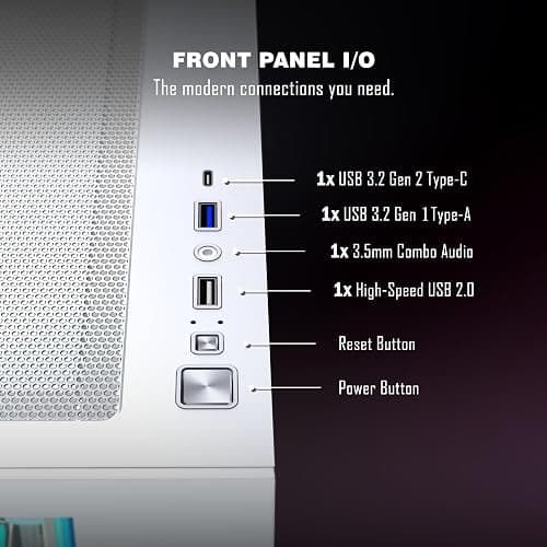 KEDIERS PC CASE 7 ARGB Fans Pre-Installed, Mid Tower ATX PC Case with Panoramic Tempered Glass, Gaming Computer Case,360MM RAD Support,White,K4 thumbnail 7