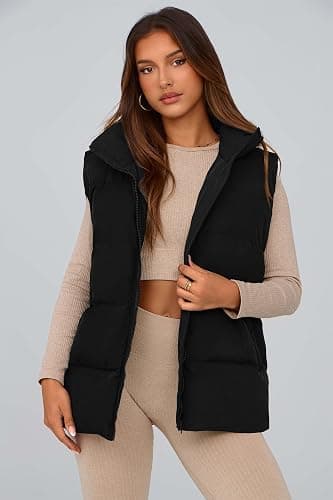 PRETTYGARDEN Women's Puffer Jacket Vests 2025 Fall Casual Sleeveless Stand Collar Zip Up Coats Warm Winter Outerwear thumbnail 3
