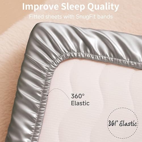 Satin Bassinet Sheet 2 Pack, Great for Baby Hair, Soft Silk Feeling Sheet for Rectangle Cradle Bassinet Mattress Pad, for Boys Girls Gift Newborn and Infant(White & Gray) thumbnail 5