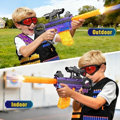 Toy Gun Automatic Sniper Rifle, Realistic Electric Toy Foam Blaster Sniper with Scope Tactical Vest Kit, Toy Gun for Boys 8-12, Birthday, Indoor Outdoor Shooting Game for Kids thumbnail 7