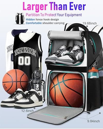 LOINTET Basketball Bag Backpack with Ball Holder Shoes Compartment, Large Basketball Accessories Sports Bag thumbnail 3