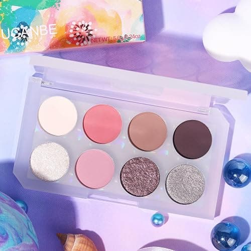 UCANBE 8 Colors Eyeshadow Makeup Palette, Nude Shimmer Matte Metallic Rose Taupe Neutral Eye Makeup Pallet, Natural High Pigmented Blendable Eyes Shadow Travel Size Kit - NOBLESSE thumbnail 6