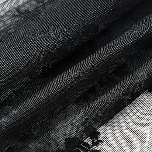 Kotile Black Lace Curtains 84 Inches Long - Vintage Floral Black Sheer Curtains 2 Panels, Gothic Sheer Lace Curtains for Living Room, Rod Pocket Privacy Sheer Window Curtain, 52 x 84 Inch thumbnail 7