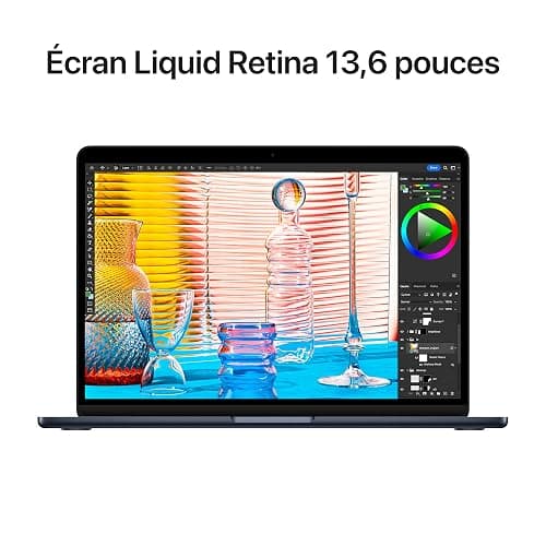 Apple MacBook Air Portable avec Puce M2 : écran Liquid Retina de 13,6 Pouces, 16 Go de RAM, 256 Go de Stockage SSD, Clavier rétroéclairé, caméra FaceTime HD 1080p ; Minuit thumbnail 4