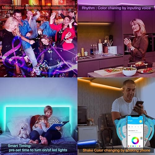 DAYBETTER Smart RGB Led Strip Lights, 200ft Led Lights for Bedroom with App Control, Multicolor Changing Led Light Strips Apply for Home Decor, Living Room, Kitchen, Home Party Decoration thumbnail 7