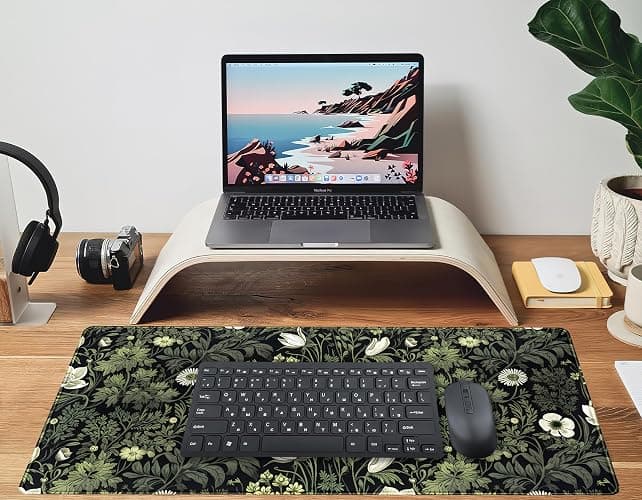 Dark Green Floral Plants XXL Gaming Mousepad & Desk Pad - Nature Leaf Flower Laptop Keyboard Mat 31.5 x 15.75 thumbnail 7