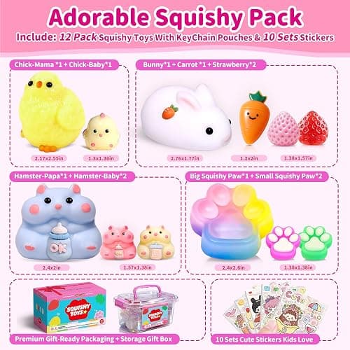 12Pack Taba Squishy Toys Kit -Squishy Fun Box- Squishy Fidget Squeeze Toys | taba Squishy Party Favors for Kids 8-12,cute Squishies Stress Relief Toys for Girls 6-8-10-12 Year Old Girls Birthday Gifts thumbnail 4